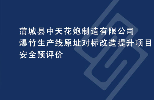 蒲城县中天花炮制造有限公司爆竹生产线原址对标改造提升项目安全预评价