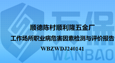 顺德陈村顺利隆五金厂工作场所职业病危害因素检测与评价报告