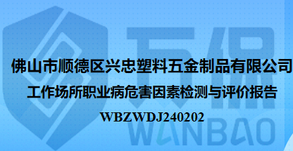 佛山市顺德区兴忠塑料五金制品有限公司工作场所职业病危害因素检测与评价报告