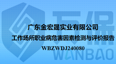 广东金宏晟实业有限公司工作场所职业病危害因素检测与评价报告