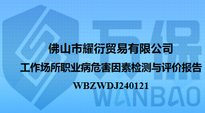 佛山市耀衍贸易有限公司工作场所职业病危害因素检测与评价报告