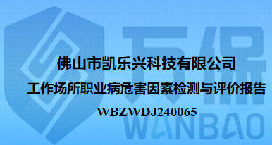 佛山市凯乐兴科技有限公司工作场所职业病危害因素检测与评价报告