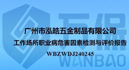 广州市泓皓五金制品有限公司工作场所职业病危害因素检测与评价报告