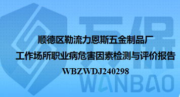 顺德区勒流力恩斯五金制品厂工作场所职业病危害因素检测与评价报告