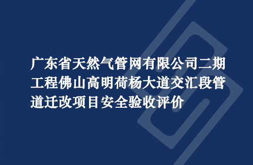 广东省天然气管网有限公司二期工程佛山高明荷杨大道交汇段管道迁改项目
