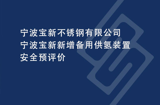 宁波宝新不锈钢有限公司宁波宝新新增备用供氢装置安全预评价
