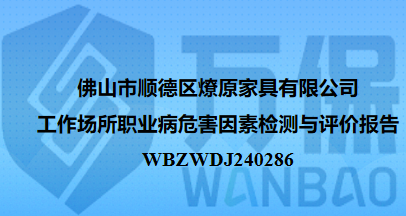 佛山市顺德区燎原家具有限公司工作场所职业病危害因素检测与评价报告