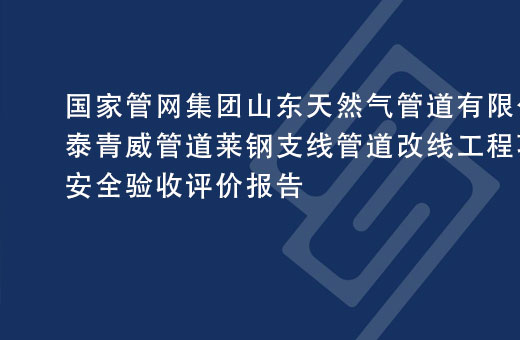 国家管网集团山东天然气管道有限公司泰青威管道莱钢支线管道改线工程项目安全验收评价报告