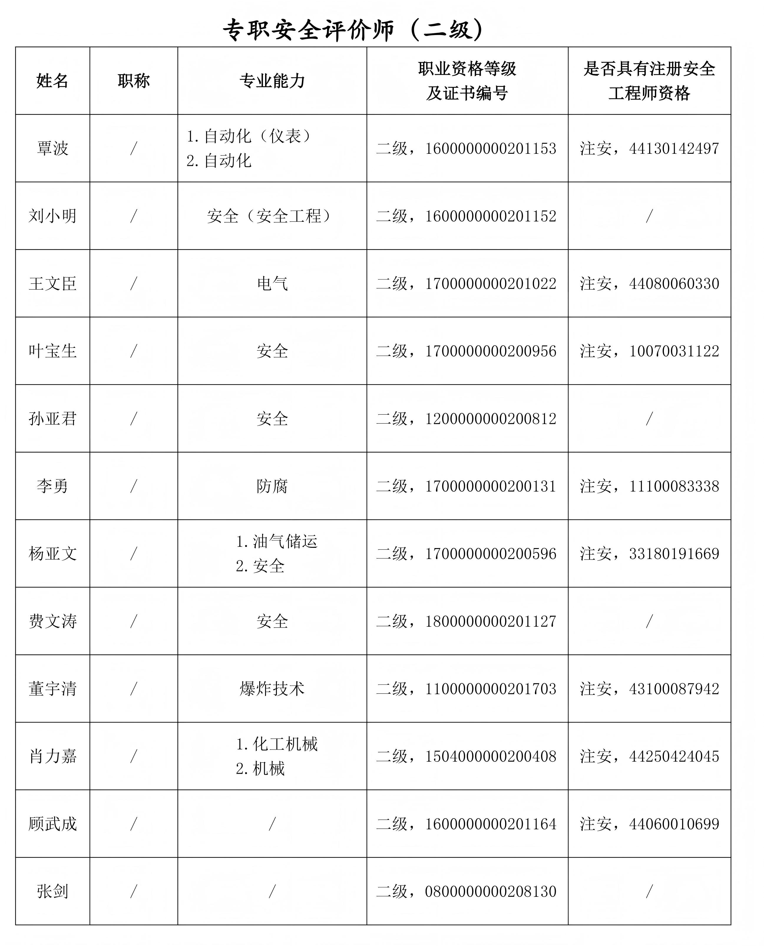 专职安全评价师（二级）