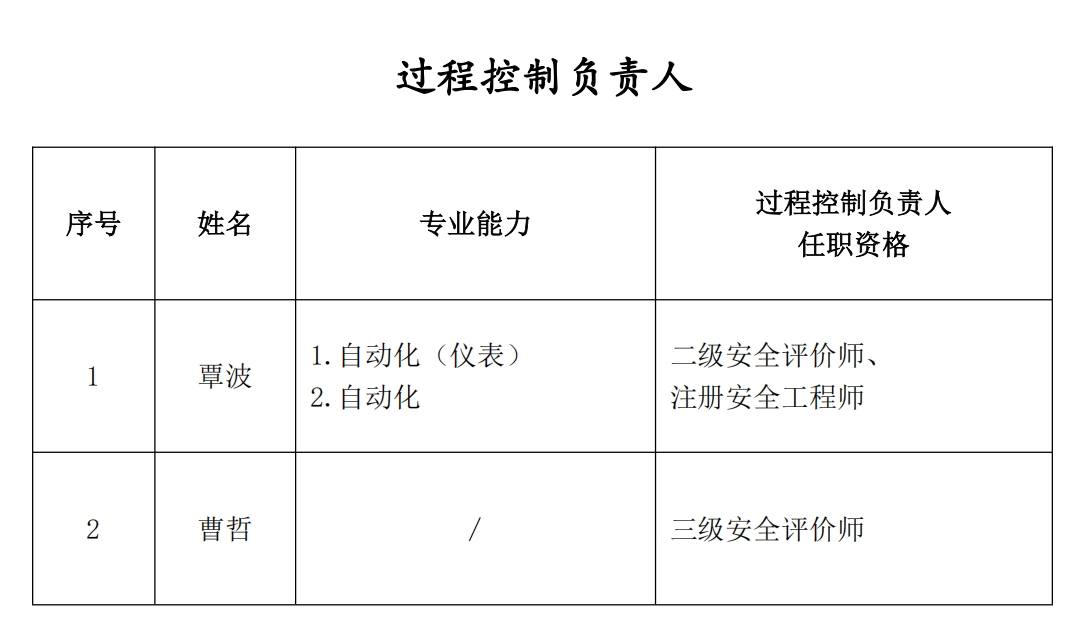 过程控制负责人